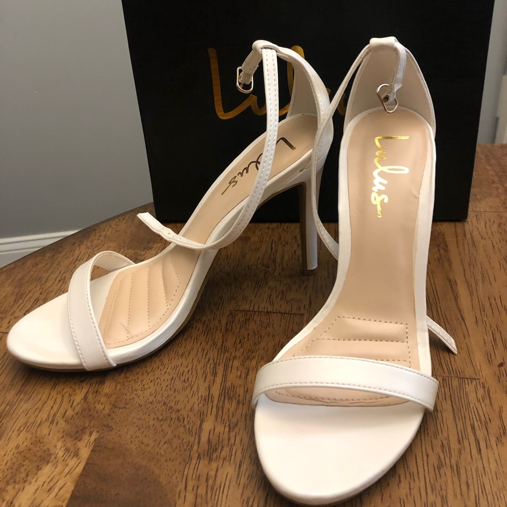 Lulus White Ankle Strap Heels